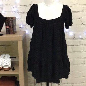 Free People Black Eyelet Loose Tunic Size Large